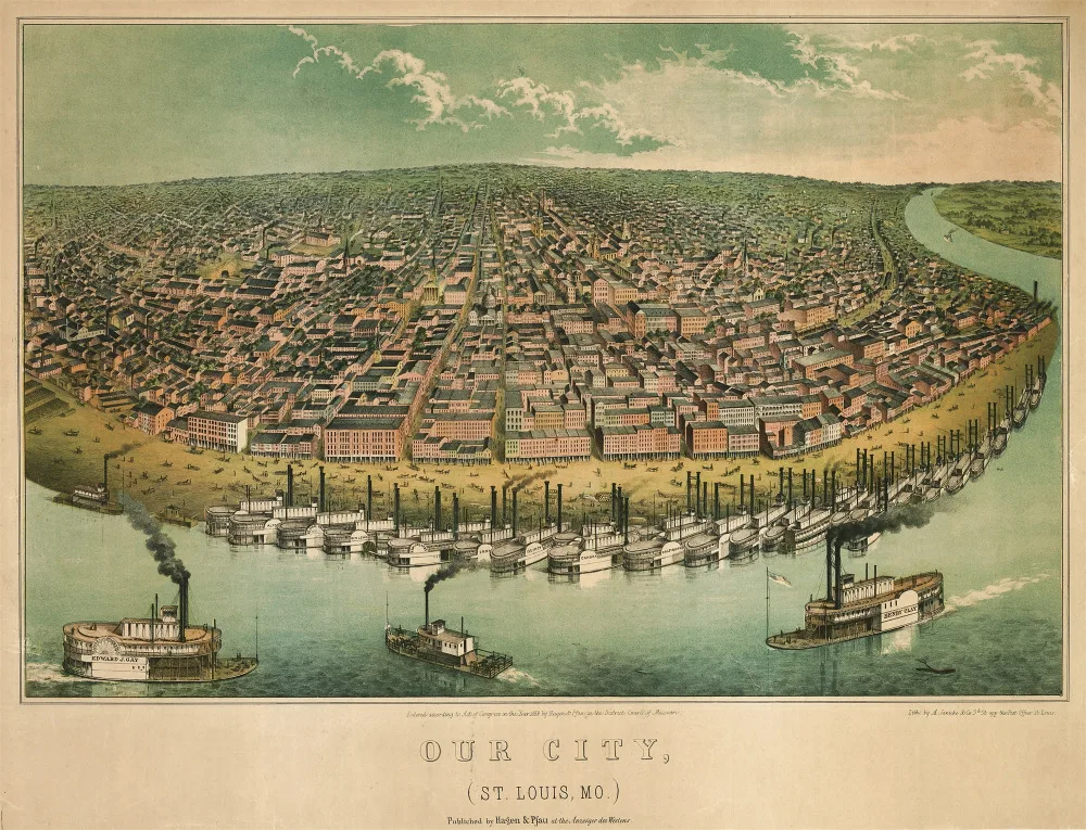 our city stlouis mo harbor map classic vintage retro kraft decorative poster maps home