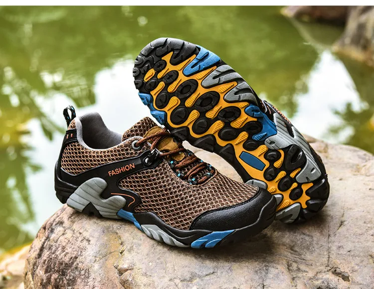 Летняя мужская обувь для пешего туризма, быстросохнущая водонепроницаемая обувь, сетчатые пляжные уличные походные сандалии, Мужская обувь для треккинга, мужская спортивная обувь