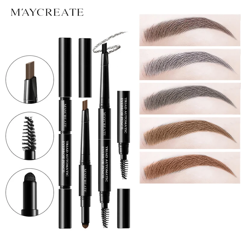 

MayCreate Multi-functional 3 in 1 Eye Brows Set for Women Waterproof Brow Pencil + Powder+Brush Pigment Black Brown Eyebrow Kit