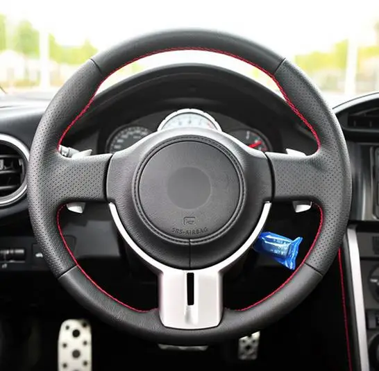 Puou черный кожаный чехол на руль автомобиля для Toyota 86 2012- Subaru BRZ 2012- Scion FRS