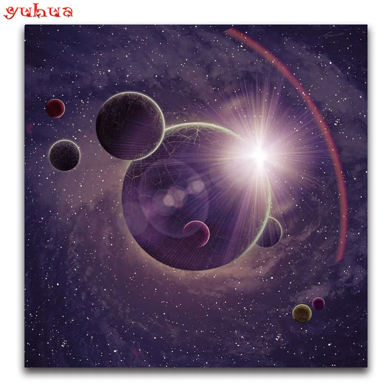 

Full Square Diamond mosaic paintings Planet Round Diamond painting Cross stitch landscape 5D DIY Diamond embroidery Starry sky