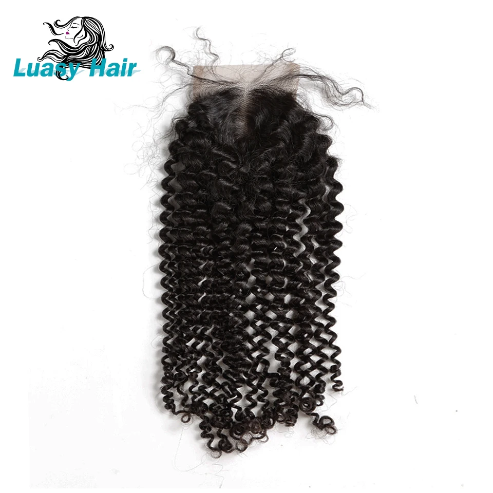 

Luasy Brazilian Hair Lace Closure With Baby Hair Afro Kinky Curly 100% Remy Human Hair 4''x 4'' Closure Free Part & Middle Part