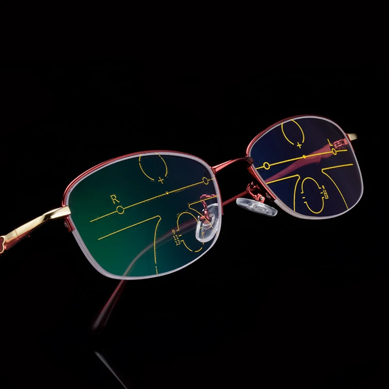 Прогрессивные Мультифокальные женские ультра-светильник очки по рецепту, включая линзы полуоправы очки по рецепту прогрессивные 517