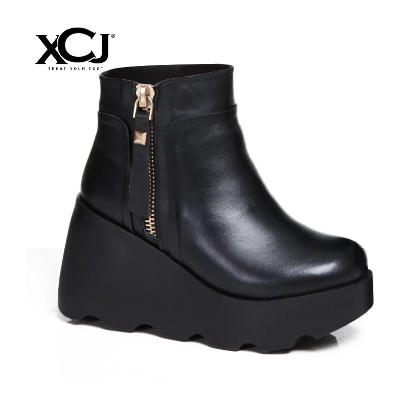 Women Winter Shoes Genuine Leather Natural Wool Boots Brand Women Shoes High Quality Ankle Boots With Platform High Heel XCJ Women Winter Shoes Genuine Leather Natural Wool Boots Brand Women Shoes High Quality Ankle Boots With Platform High Heel XCJ