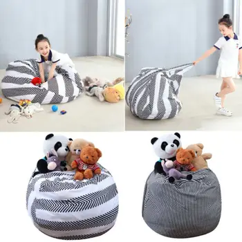 

2 Color Hot Sale Stuffed Animal Storage Bean Bag Chair Extra Large Canvas Pouch Stripe Sofa Chair