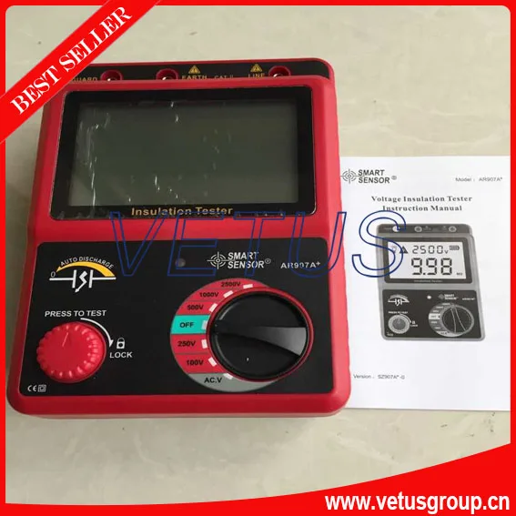 

AR907A+ portable digital resistance tester with range 199.9M/499.9M/999.9M/19.9G/49.9G