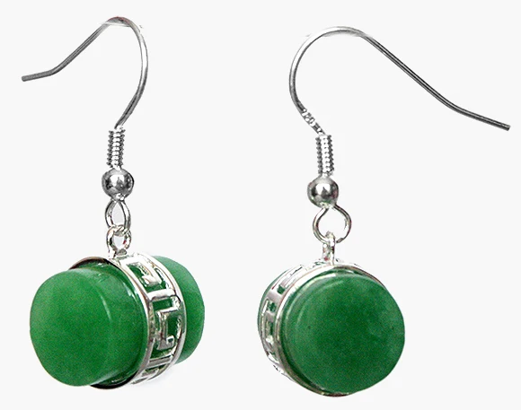 

Hot sell >special designed 925 Silver Beautiful Green Natural Stone Earrings 1 1/5