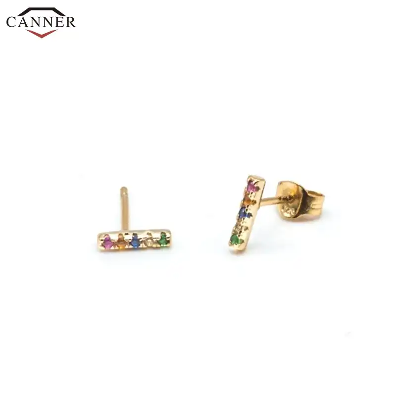 Серьги-гвоздики CANNER из стерлингового серебра 925 пробы для женщин, серьги с кристаллами CZ из металла, серьги-гвоздики 2019, ювелирные изделия, Ц...