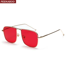 Peekaboo квадратные металлические солнцезащитные очки для женщин золото Высокое качество Желтый Красный Солнцезащитные очки для мужчин лето унисекс uv400