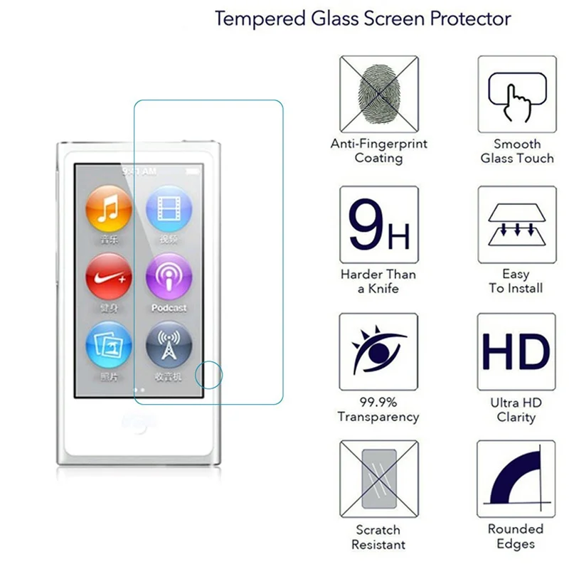 Закаленное стекло премиум класса 9H для Apple iPod Nano 7 nano7 8 го телефона защитная пленка