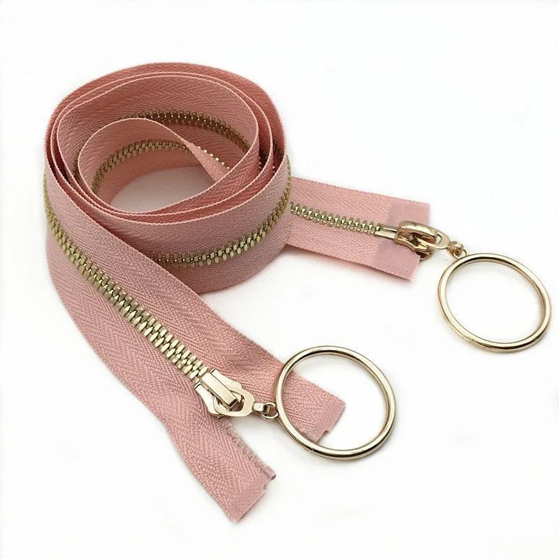 light pink 5# бронзовая молния для шитья двойные ползунки головки для пальто пуховая куртка diy Съемная разделяемая молния 80 см 100 см 120 см 1 шт - Цвет: light pink