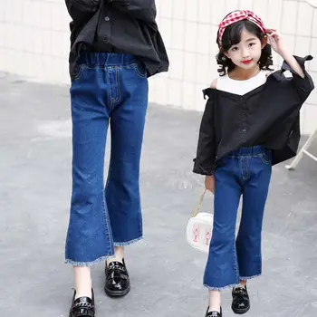 

High Quality Elastic Boot Cut Denim Jeans 2020 Girls Spring Autumn Children's Clothing Kids Slim Jeans 4-14 Ages Blue Girl Jeans