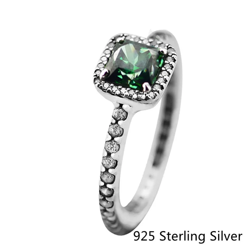 

Shining Timeless Elegance, Green Ring Authentic 925 Sterling Silver Fit European Style Lady Jewelry For Women Unique Charms Gift