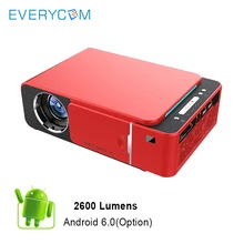 Everycom T6 LED Projector HD 2600 Lumens Portable HDMI USB Support 4K 1080p Home Theater Cinema Proyector Beamer