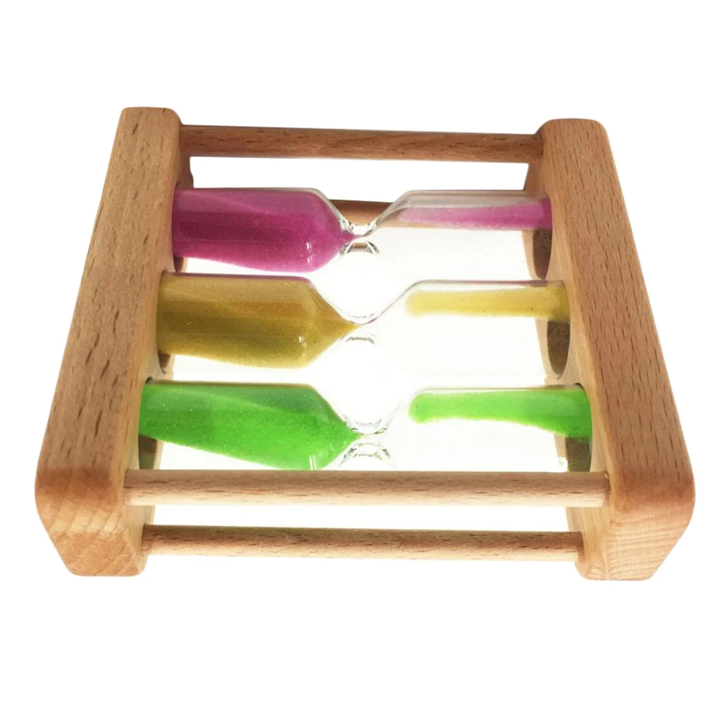 3 in 1 1+3+5 Minute Hourglass Wood Glass Sand Timer For Kitchen Cooking European creative wood metal rotating hourglass timer 5