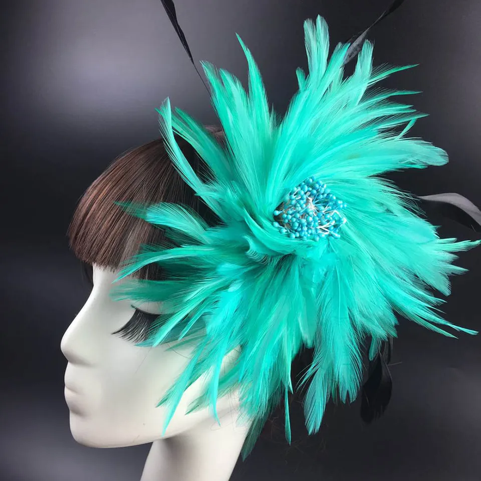 ¡Toque De Elegancia Vintage! Tocado De Plumas Con Forma De Flor Y Brillantes, Ideal Para Bodas Y Fiestas