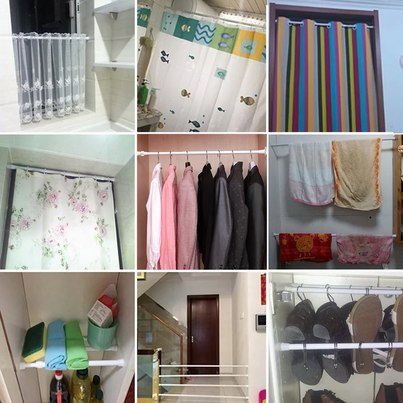 

Urijk 1pc Bathroom Adjustable Curtain Rod Net Spring Loaded Extendable Telescopic Voile Tension Curtain Rail Pole Rod Home Decor