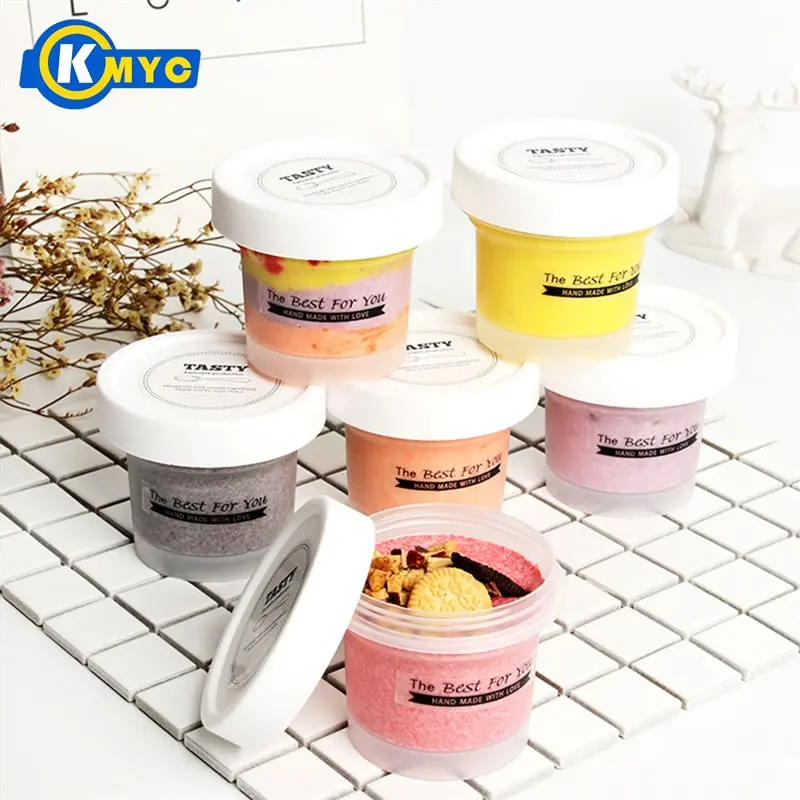 

KMYC Plastic 100ml Ice Cream Cup with Lid DIY Fondant Smoothies Cup Dessert Party Containers The Best for You on the Wall Bowls