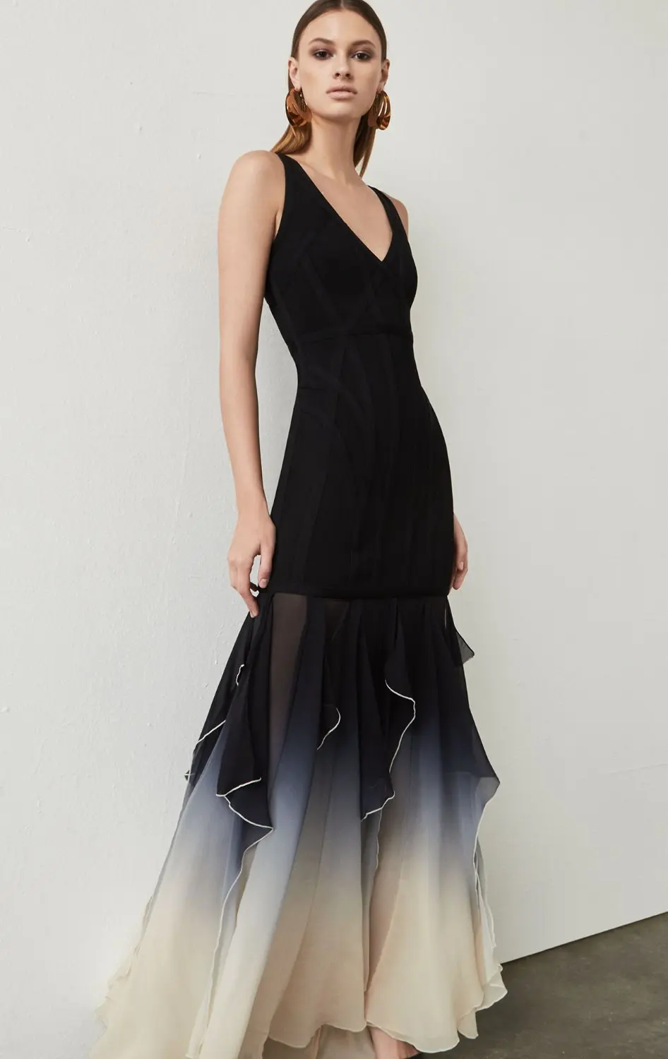 

Top Quality V-Neck Bandage Dress Elegant Celebrity Evening Party Fashion Night Club Sexy Women Long Dresses