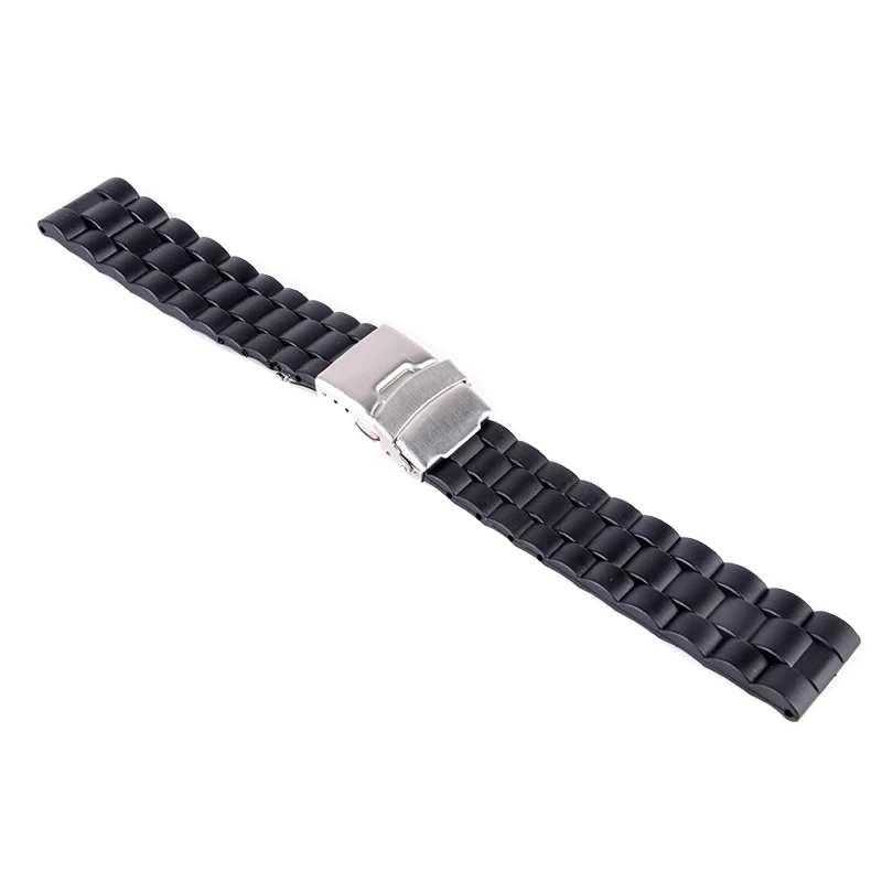 Shellhard 3Styles Sports Watch Band Waterproof Plastic Watch Band 20mm 22mm 24mm Black Watch Strap Deployment Buckle Bracelet