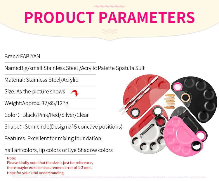 Нержавеющая сталь/акрил, прозрачная палитра для макияжа, лопатка для перемешивания, крем, основа, тени для век, лак для ногтей, инструмент, 5 отверстий, пластины