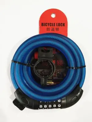 Bike Lock 5 Digit Code Combination Bicycle Security Lock 1200 mm x 12 mm Steel Cable Spiral Bike Cycling Bicycle Lock - Цвет: Синий