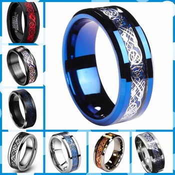 

Drop shopping 8mm vintage Irish Claddagh Celtic Tungsten Wedding Bands Eternity Marriage Engagement Rings for Couples Jewelry