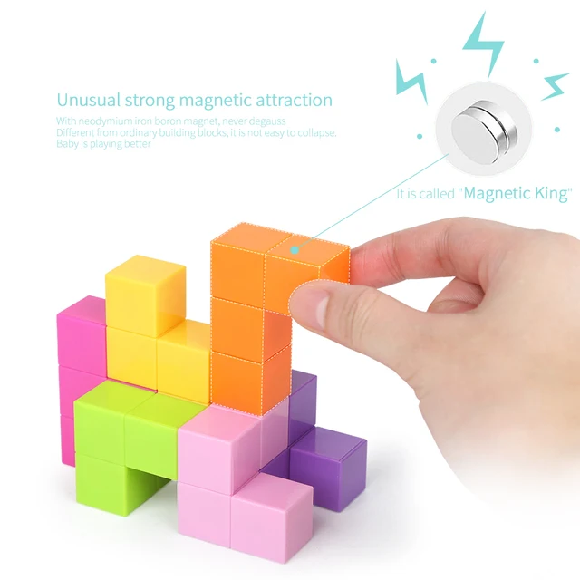 HUIQIBAO TOYS Magnetic Magic Cube Building Blocks Antistress Cubo Educational Learning 3D Puzzle Toys For Children Color Random 2