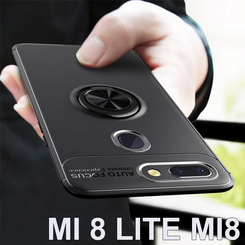 

Magnetic Ring Stand Case for Xiaomi mi 8 Lite mi8 Luxury Soft Silicone Case Tempered Glass+Full Cover for Xiaomi mi 8 Lite mi8 8