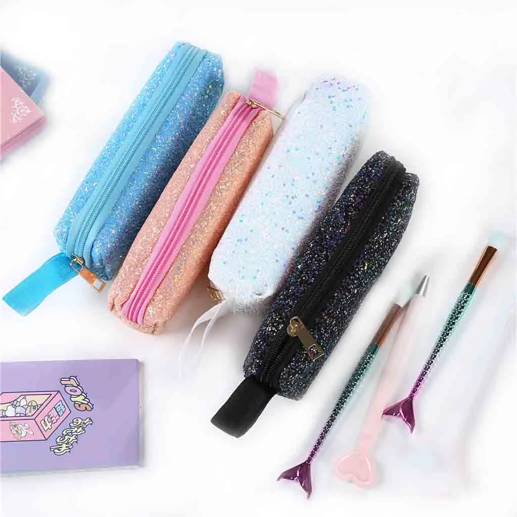 

Sequins Cosmetic Bag Women Necessaire Make Up Bag Travel Waterproof Portable Makeup Toiletry Student Zipper Clutch Bag Pen Bag