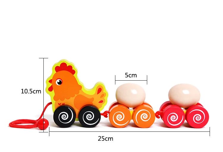 Деревянный куриный Трейлер с 2 яйцами, креативный игрушечный трейлер в форме курицы, обучающая игрушка для детей