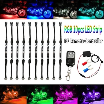 

10pcs Motorcycle Decorative Bar Strips Remote Control Atmosphere Lamp Vehicles Motorbike Turn Signal Indicator Lights