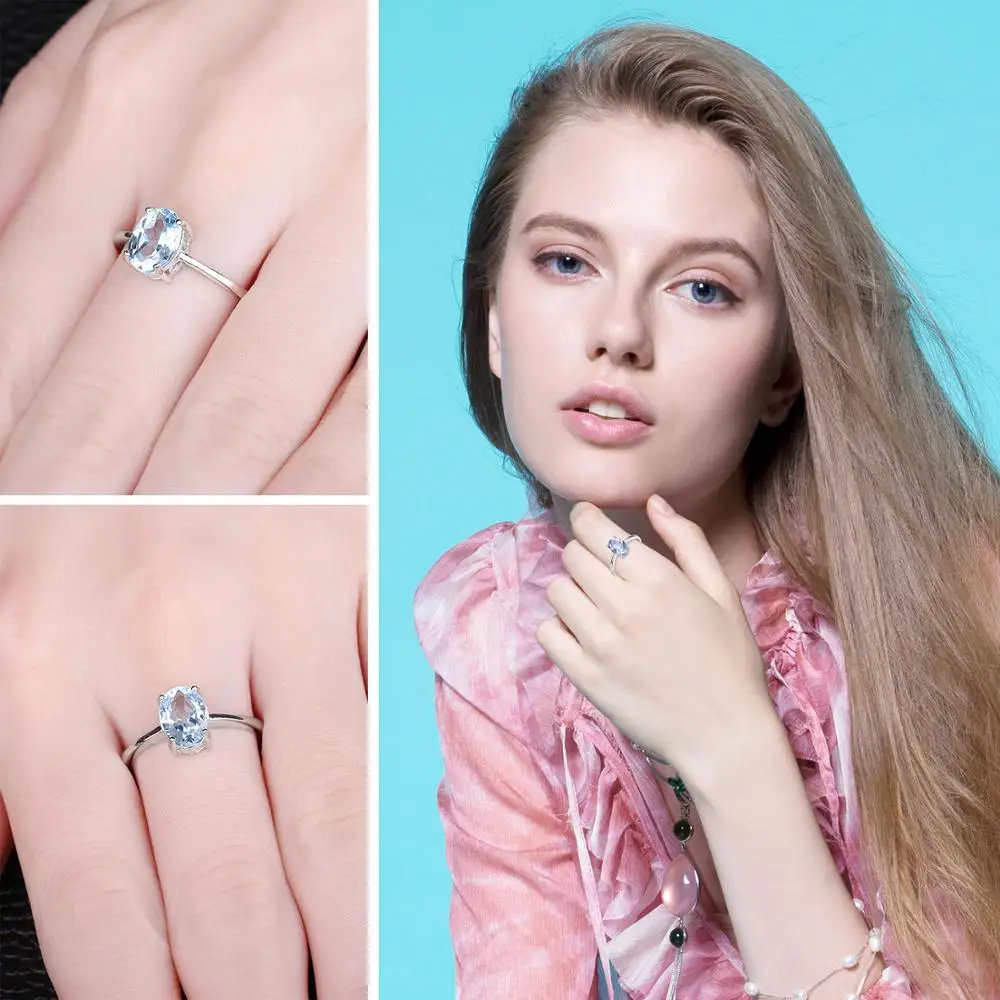 Женское кольцо с голубым топазом JewelryPalace серебряное 925 пробы серебро пробы|fine