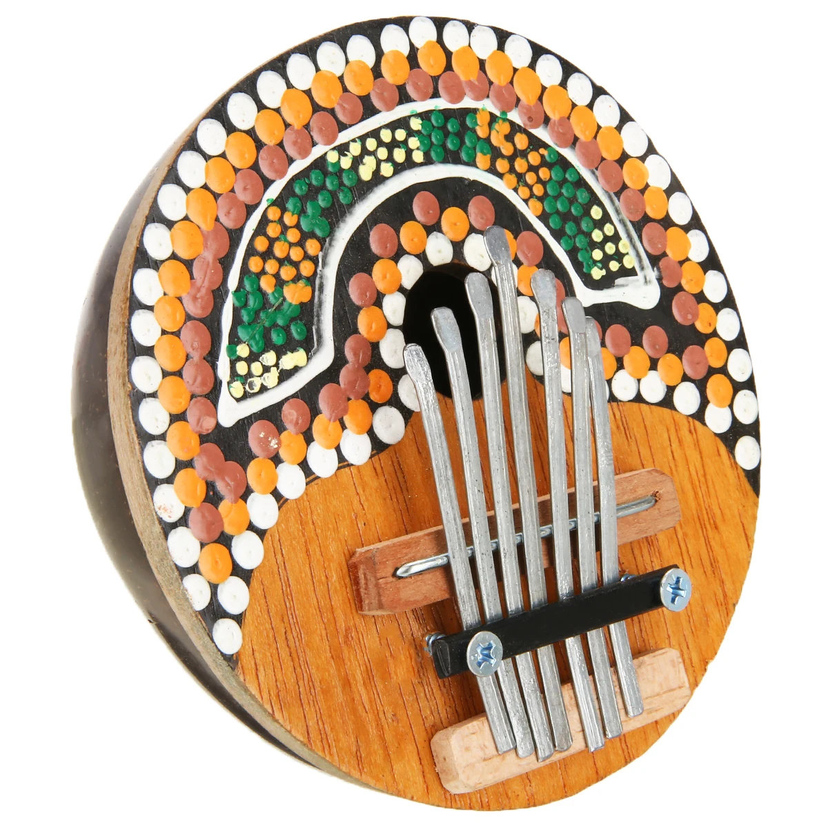 1pcs Beginner Thumb Piano Natural Coconut Shell 7 Keys Thumb Piano Musical Instrument Random Pattern