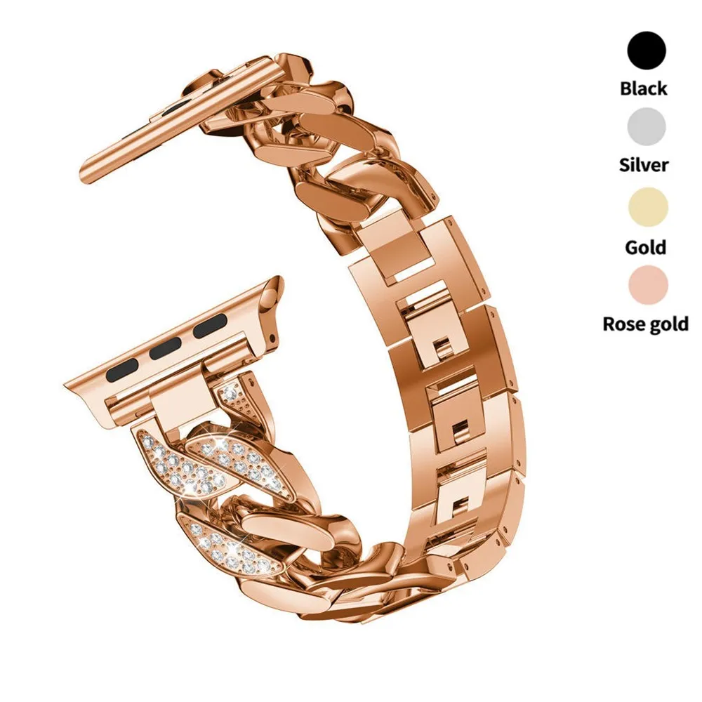 

Diamond Denim chain Bracelet for Apple Watch Band 38mm 40mm 42mm 44mm Metal Wrist Belt stainless strap for iWatch Series 5/4/3/2