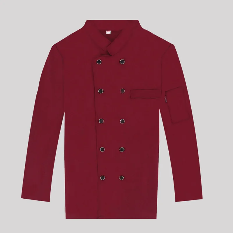 2019 New Unisex Red Chef Jacket Restaurant work clothes Men long