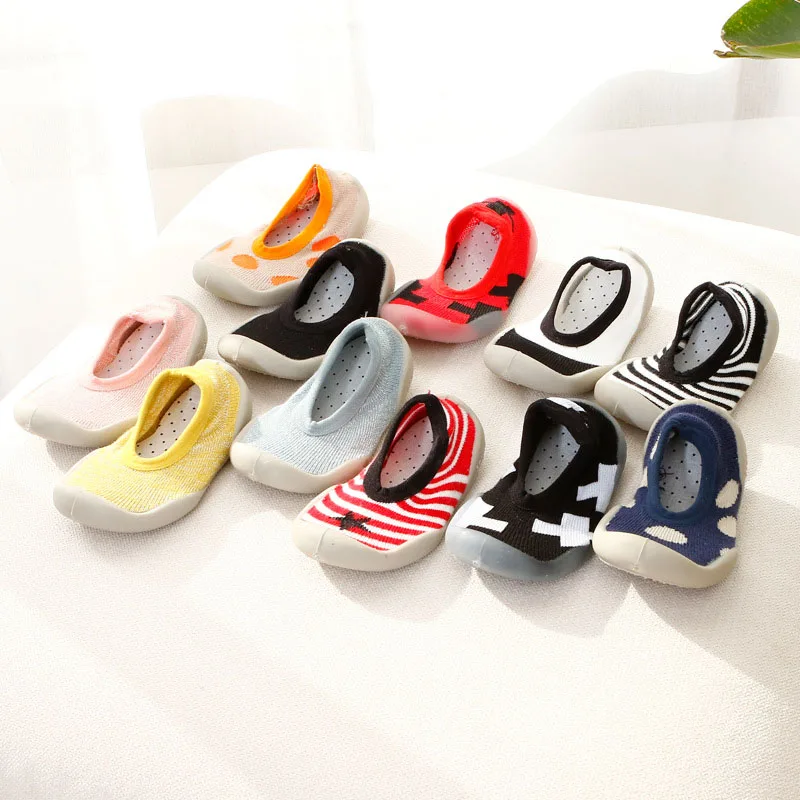 dkDaKanl 1 Pair Baby Ventilate Non Slip Socks With Rubber Sole Stripe Floor Socks For Baby First Walker Baby Toddler Shoes