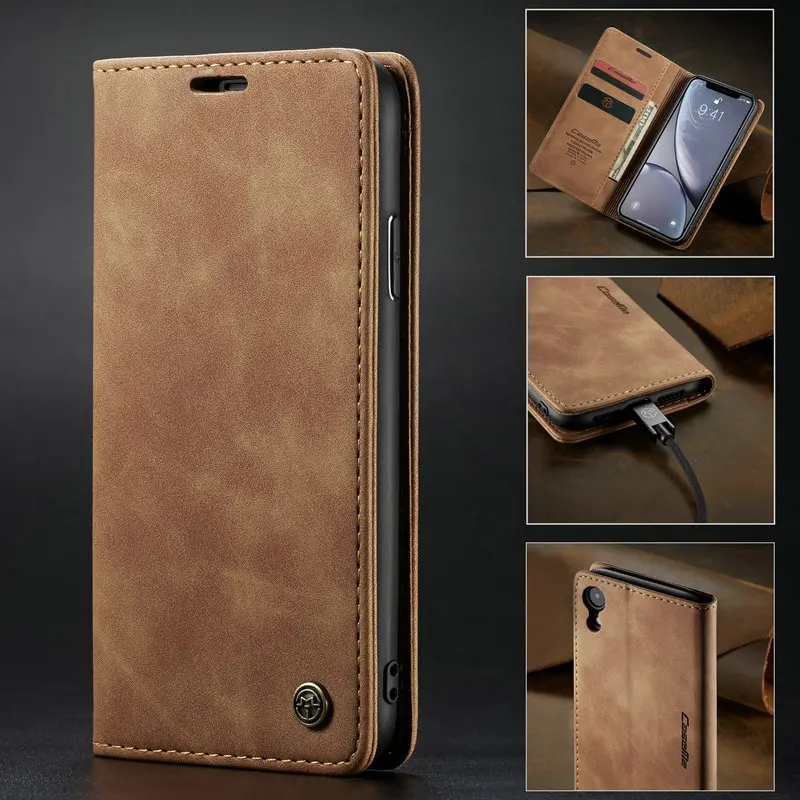 

CaseMe Case For iPhone XR X 6 s 7 8 Plus Luxury Retro Card Slots Slim Wallet Flip Leather Phone Cover For iPhone Xr Xs Max Case