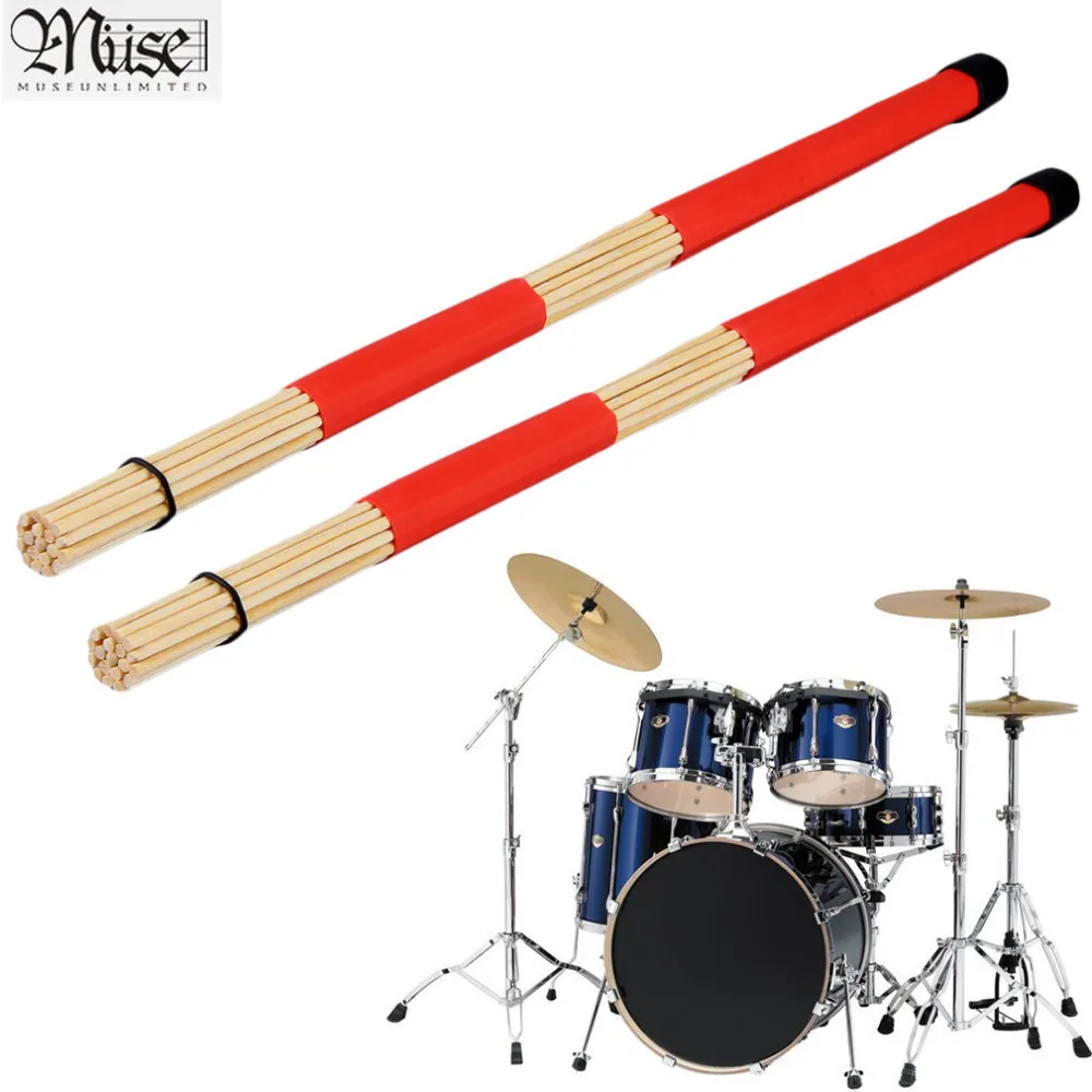 1 пара 40 см Профессиональный Бамбуковый кантри Джаз баллада ударные барабанные щетки комплект барабанных палочек с резиновой ручкой
