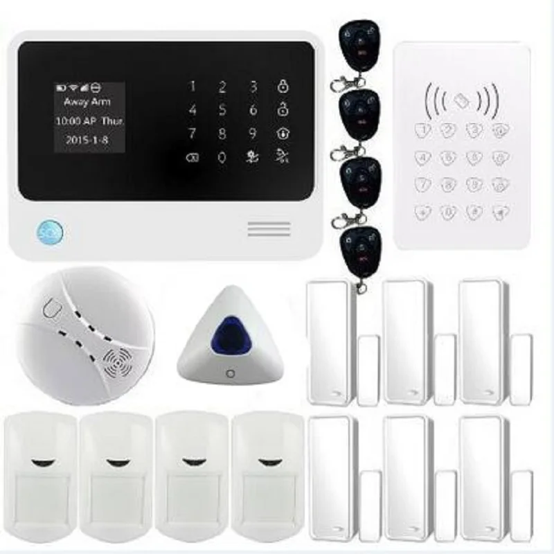 YobangSecurity Android IOS APP GSM Wireless WIFI Smart Home Alarm System 433Mhz Wireless Keypad Smoke Alarm Detector PIR Sensor