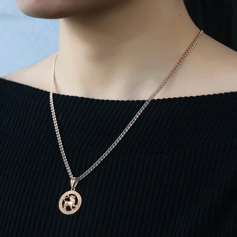 Leo 12 Zodiac Sign Necklace 585 Rose 