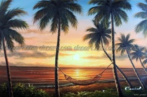 100 اليد رسمت هاواي شاطئ الغروب جزيرة شور النخيل شجرة أرجوحة الديكور النفط الطلاء الشحن مجانا جودة عالية Oil Painting Decoration Oil Paintinghand Painted Aliexpress