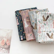 Половина ярда импорт простой хлопок ткань с кроликом цветочный принт ручной работы DIY мешок одежды платье детская одежда хлопок A854