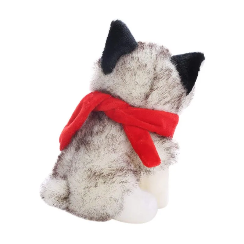 Милые Имитация хаски кукла плюшевые игрушки собака носить красный шарф для детей подарок игрушка 1