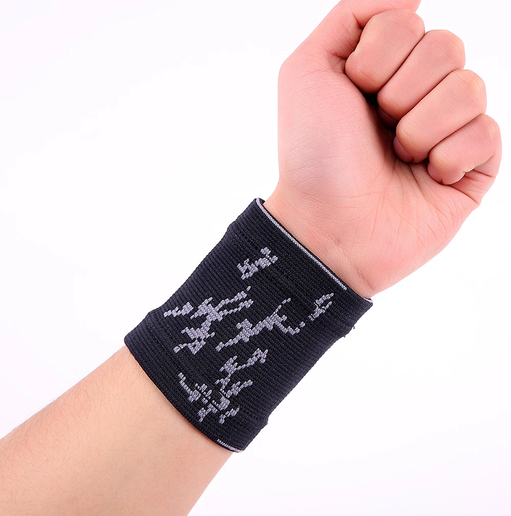 Black striped breathable wristband spandex sports hand wrist support