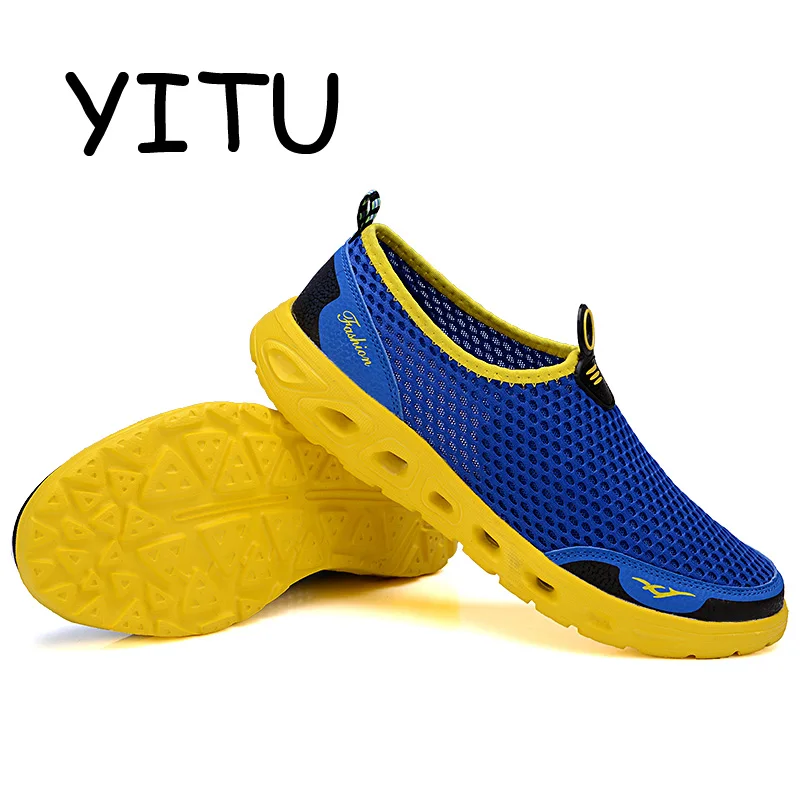 YITU сетка пляжная обувь без шнуровки Легкая летняя Уличная обувь для водных видов спорта Aqua кроссовки спортивные плавательные тапочки для бассейна рыбалка