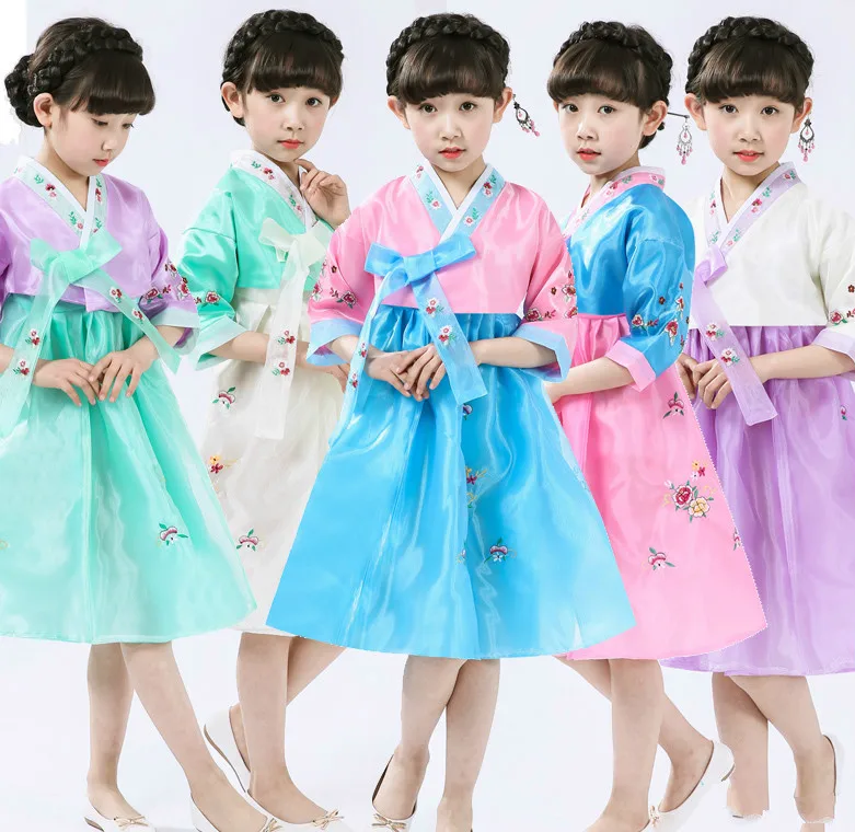 Детская азиатская одежда платье Hanbok корейские принцессы Национальный костюм