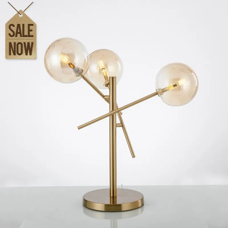 

Modern Lamp Desk Personality Glass Ball Designer Living Room Boutique Bedroom Fashion Metal Table Lamp Lampara De Mesa Led