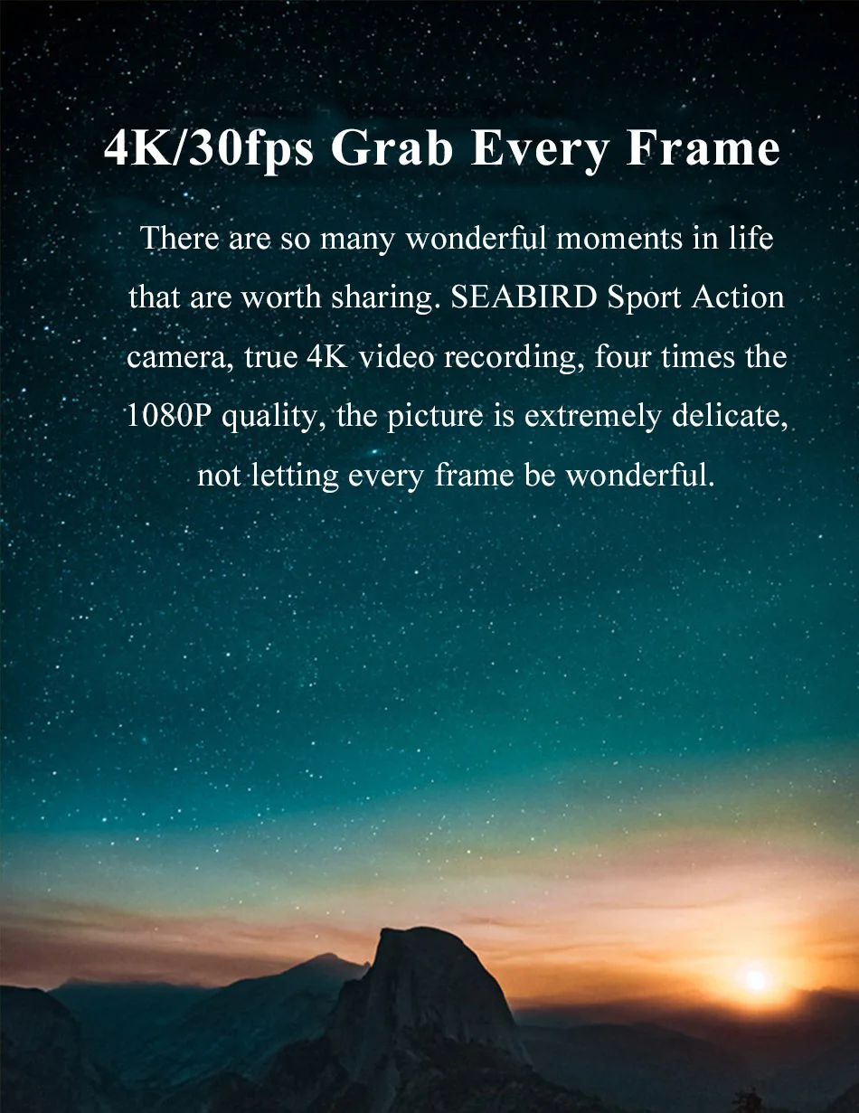 Xiaomi SEABIRD 4K Спортивная камера 12 МП 4 K/30 кадров поддержка SDIO3.0 145 ° Широкий Ангел высокая скорость передачи Смарт Экшн-камера