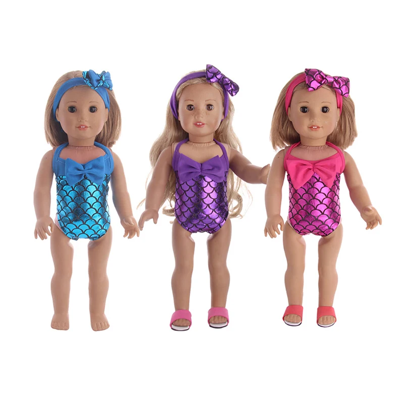 

18 inch doll Swimsuit+Headwear-cute Clothes for My Baby doll-18''/Generation Outfit-Toys Accessories Girl Gift